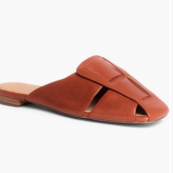 Anthony Veer Leather Woven Mules Cognac Size 7 Shoes - Picture 2 of 10